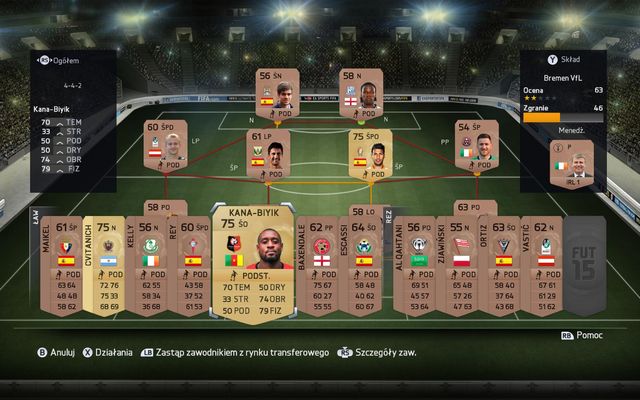 Both starting eleven and substitutes are chosen from previously collected pool of player cards - Forming the team - FIFA Ultimate Team - FIFA 15 - Game Guide and Walkthrough