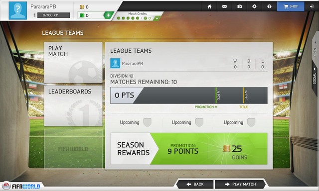 The main menu of this mode consists of a few interesting panels and of information that will help you to succeed - League Teams - FIFA World - Game Guide and Walkthrough