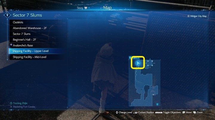 The screenshot above shows the location of Prayer Materia - Final Fantasy VII Remake Intermission: Prayer Materia - location - Shipping Facility - Final Fantasy 7 Remake Guide