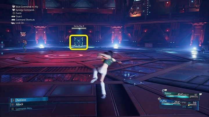 After the battle commences, focus on destroying all Sentry Rays which are placed around the arena - Final Fantasy VII Remake Intermission: Scarlet / The Crimson Mare - boss, how to beat? - Bosses - Final Fantasy 7 Remake Guide