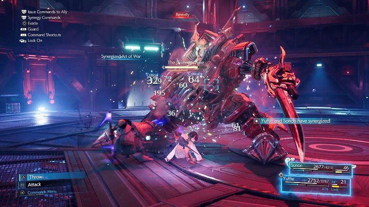 Use accurate combinations (Synergized Art of War) and Lightning spells to deal the right amount of damage, which will allow you to proceed to the next phase of the encounter - Final Fantasy VII Remake Intermission: Scarlet / The Crimson Mare - boss, how to beat? - Bosses - Final Fantasy 7 Remake Guide