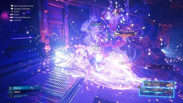 After destroying the armament, focus on attacking Scarlet, and then finish the mech using strong attacks (this is a good moment to use Yuffies lLimit Break) and spells (Thunder/Thundara) - Final Fantasy VII Remake Intermission: Scarlet / The Crimson Mare - boss, how to beat? - Bosses - Final Fantasy 7 Remake Guide