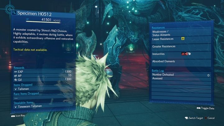 Specimen H0512 has 42,432 HP and no major weaknesses - Final Fantasy 7 Remake: Specimen H0512 boss fight - Bosses - Final Fantasy 7 Remake Guide