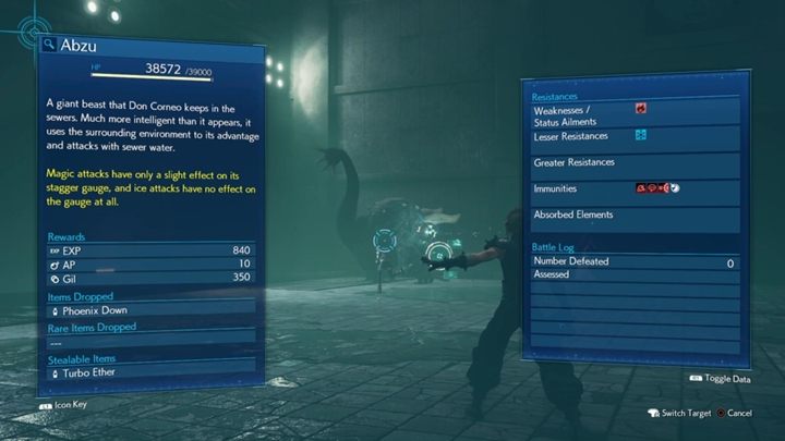 Abzu has 39,000 HP and is prone to fire - Final Fantasy 7 Remake: Abzu boss fight - Bosses - Final Fantasy 7 Remake Guide