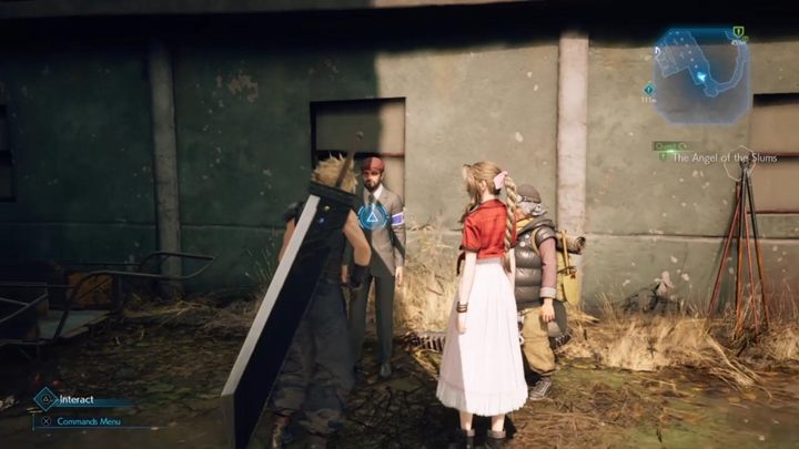 First, go to the community center and talk to the residents - Final Fantasy 7 Remake: The Angel of the Slums quest, walkthrough - Chapter 8, Budding Bodyguard - Final Fantasy 7 Remake Guide