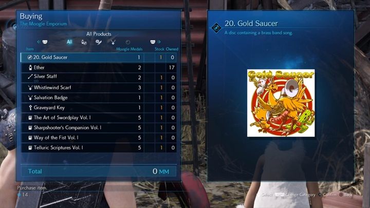 Comment: Can be purchased at the Moogle Emporium, during Chapter 8 - Budding Bodyguard - Final Fantasy 7 Remake: Music Collection - CDs list, how to find all, tips - Secrets, collectibles, additional challenges - Final Fantasy 7 Remake Guide