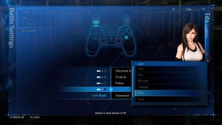 You choose from the whole commands menu - skills, spells, items, and Limit Breaks - Final Fantasy 7 Remake: Combat - how to set shortcuts? - FAQ - Final Fantasy 7 Remake Guide