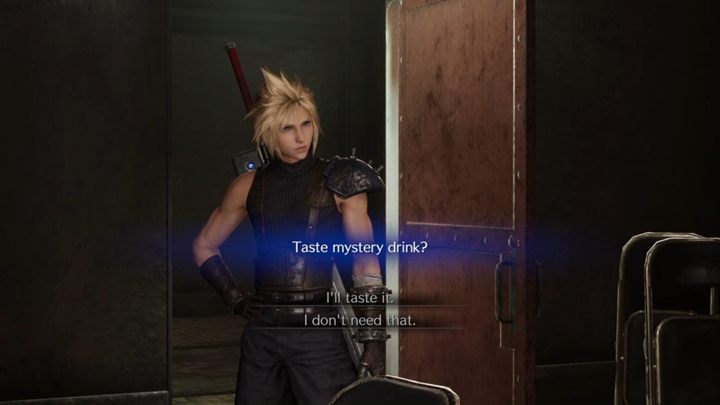 As it turns out, drinking the potion has absolutely no meaning at all - Final Fantasy 7 Remake: Mystery Drink - should I drink it? - FAQ - Final Fantasy 7 Remake Guide