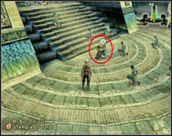 After the battle leave the Holy Circle and talk to a strolling Acolyte at the foot of the stairs - Stilshrine of Miriam | Part II - Part II - Final Fantasy XII Game Guide