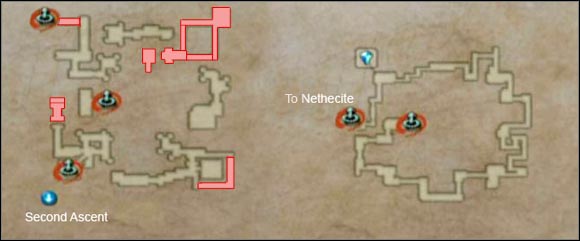 On this map the hidden terrains are marked in red. - Third Ascent | Part III - Part III - Final Fantasy XII Game Guide