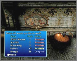 On the left side in the column labeled as Mark you can see the name of monsters waiting to be killed, - Clan Centurio | Head hunters - Head hunters - Final Fantasy XII Game Guide