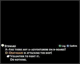 On the ship youll hear a question for a volunteer to fight the Deathgaze. Agree and run to the upper deck. - Deathgaze (rank VII) | Ordinary hunt notices - Ordinary hunt notices - Final Fantasy XII Game Guide
