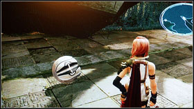 Use the stairs [1] and take another treasure - 3x Potions [2] - Walkthrough - Chapter III - Walkthrough - Final Fantasy XIII - Game Guide and Walkthrough