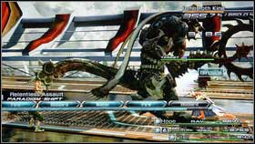 Your task is to get to the red elevators [1] guarded by some soldiers - Walkthrough - Chapter XII - Walkthrough - Final Fantasy XIII - Game Guide and Walkthrough