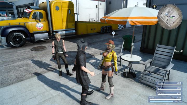 Talk to Cindy and ask her to lend you some money to fix the car - Chapter 1 - Departure | Main storyline - Main storyline - Final Fantasy XV Game Guide