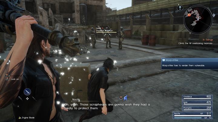 The Imperials use firearms, so be sure to close the distance quickly - Chapter 1 - Departure | Main storyline - Main storyline - Final Fantasy XV Game Guide