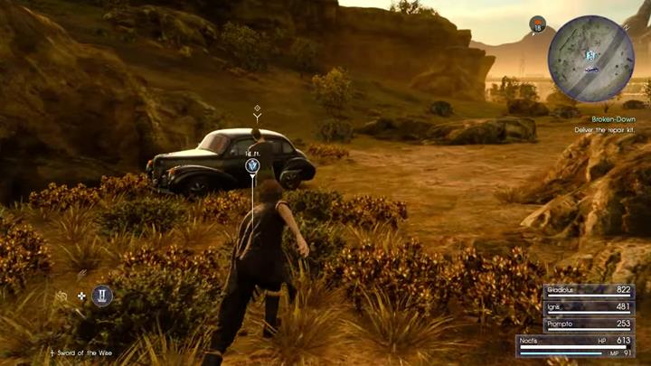 You just have to get close to the car and use a repair kit. - Broken Cars | Side quests - Side quests - Final Fantasy XV Game Guide