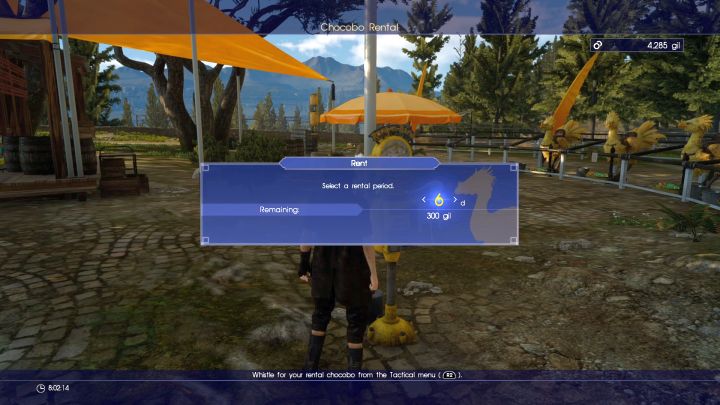 You can rent a Chocobo for up to 7 days. - How to unlock access to Chocobo in Final Fantasy XV? - FAQ - Frequently Asked Questions - Final Fantasy XV Game Guide