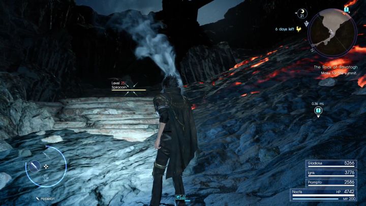 Burning lava looks scarier than it is - it deals almost no damage. - Rock of Ravatogh | Optional dungeons - Optional dungeons - Final Fantasy XV Game Guide