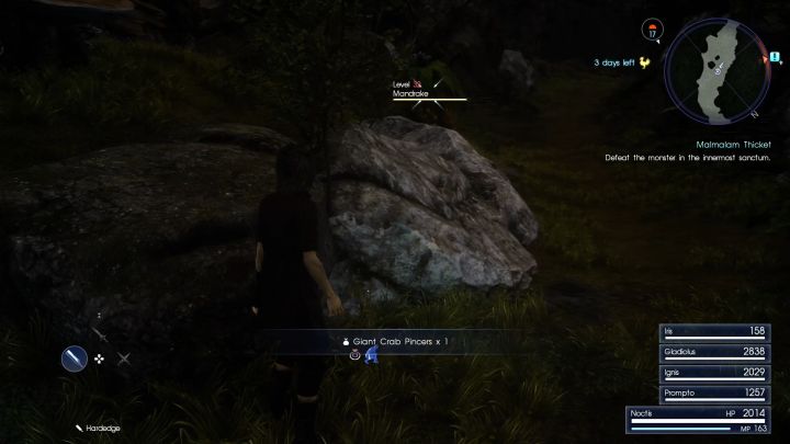 The first enemy you stumble upon here - Mandrake. - Malmalam Thicket | Optional dungeons - Optional dungeons - Final Fantasy XV Game Guide