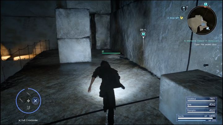 This narrow passage leads to the Royal Tomb. - Balouve Mines | Optional dungeons - Optional dungeons - Final Fantasy XV Game Guide