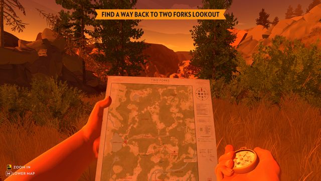Henry at any point can navigate around the area using the map ([M]) or the compass ([N]) - Movement and available skills - The basics - Firewatch - Game Guide and Walkthrough
