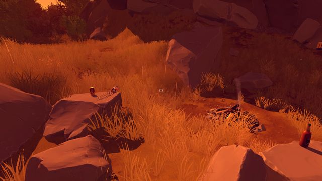 ... fireworks, bonfire, backpacks belonging to the girls and a bottle of whiskey. - Day 1 - Walkthrough - Firewatch - Game Guide and Walkthrough