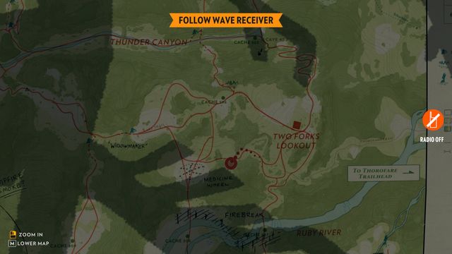 The area that you are looking for is near the tower - Day 77 - follow-up - Walkthrough - Firewatch - Game Guide and Walkthrough
