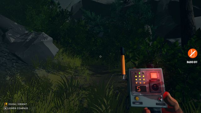 More or less halfway there, while you are on the path, the receiver should start to bleep faster and faster - Day 77 - follow-up - Walkthrough - Firewatch - Game Guide and Walkthrough