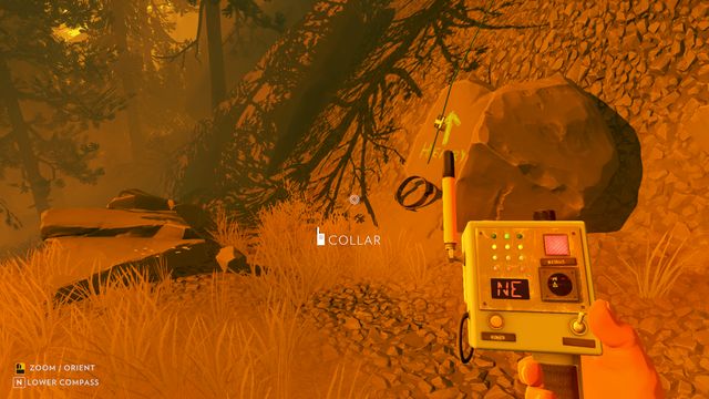 Here, you find a tape and a rope hanging down - Day 79 - Walkthrough - Firewatch - Game Guide and Walkthrough