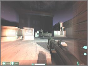 Near the wall, which is at the end of the roof, you'll find a new weapon - the MP-50 Repeating Cannon - [Interval 08-A] Urban Decay - First Encounter Assault Recon - Game Guide and Walkthrough