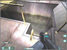 There's nothing interesting in here, thus turn right and walk down the corridor till you get to the hall with an empty canal - [Interval 03-C] Bad Water - First Encounter Assault Recon - Game Guide and Walkthrough