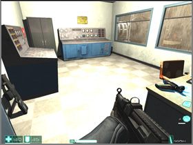 Go right, cross the bridge to get to the other side, go left and enter the room - [Interval 03-D] Exeunt Omnes - First Encounter Assault Recon - Game Guide and Walkthrough