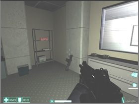 On the desk there's a laptop - copy the data, and then pick all that you can up: there's a Body Armor, a Medkit, a VK-12 Combat Shotgun and an AT-14 Pistol here - [Interval 06-B] Unauthorized Personnel - First Encounter Assault Recon - Game Guide and Walkthrough