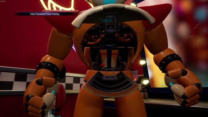 Look towards the door - to open it, press the button next to the arcade machine - Free Freddy - walkthrough, solution - Transition description - FNAF Security Breach game guide