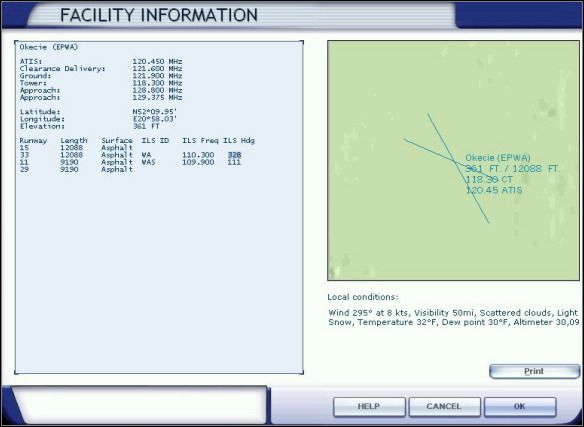 Map of Okecie airport. - Preparation - Exemplary flight: Boeing 737-800 - Flight Simulator X - Game Guide and Walkthrough