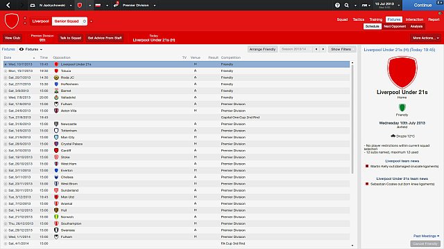 Friendly matches are a great way for testing your team before the season. - First steps in a new club - Football Manager 2014 - Game Guide and Walkthrough