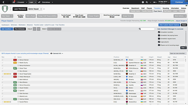 Theres a time for changes in every managers life - Player search - Transfers - Football Manager 2014 - Game Guide and Walkthrough