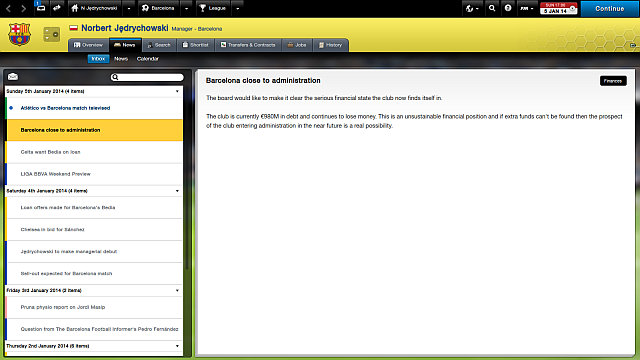 Barcelona on the verge of bankruptcy. - Challenges - Football Manager 2014 - Game Guide and Walkthrough