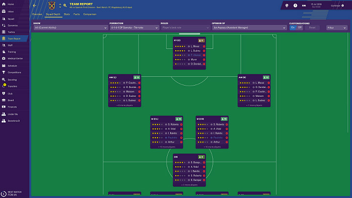 In this tab you can see how many players in the club can play on a specific position - Football Manager 2019: First steps in career - Football Manager 2019: Good start - Football Manager 2019 Guide and Tips