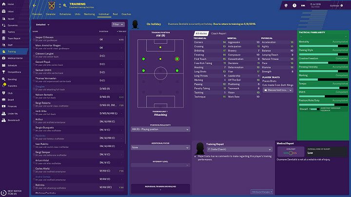 Individual training allows for the development of specific traits in selected players, which will prepare them better to perform a specific role on the field - Football Manager 2019: Training - Football Manager 2019: Club management - Football Manager 2019 Guide and Tips