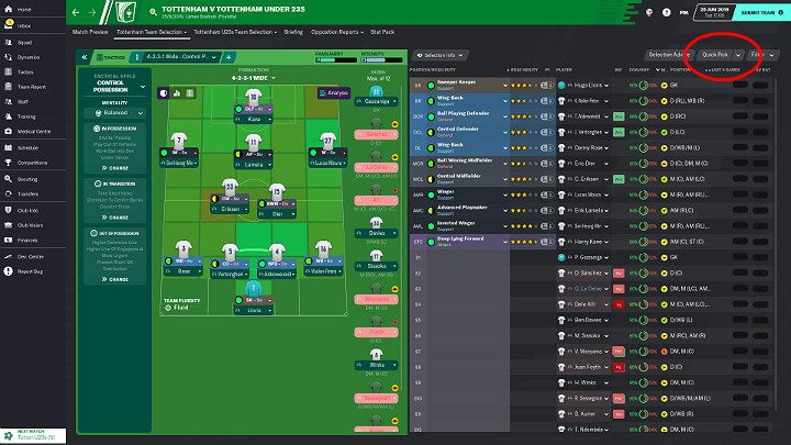 Quick choice is the best option for novice Gamers - How to prepare for a match in Football Manager 2020 - Basics - Football Manager 2020 Guide