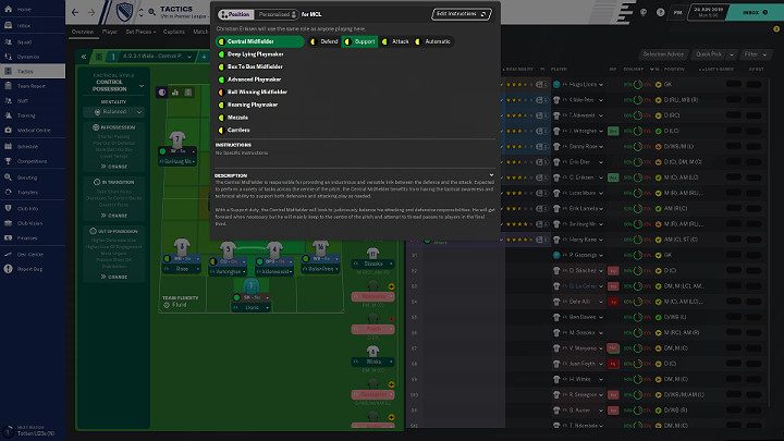 After choosing a formation, youll have to decide what positions will be taken by the individual players - Tactics | Football Manager 2020 - How to manage a club - Football Manager 2020 Guide