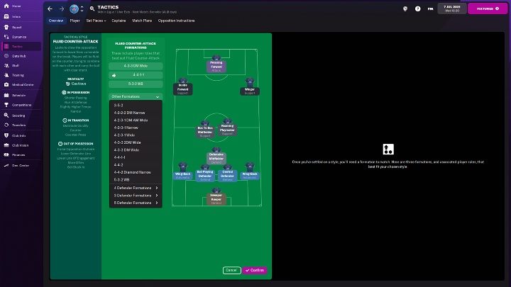 After going to the formation selection, the game itself will give you the potentially best setting for the selected club - Football Manager 2022: Tactics - Basics - Football Manager 2022 Guide