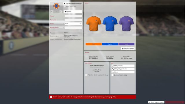 At the beginning specify the key parameters of your new team. - Creation of your own club - Starting the game - Football Manager 2016 - Game Guide and Walkthrough