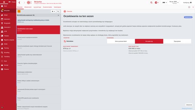 Selecting expectations has a great influence on how your position in the table will be viewed by the Board. - Your first steps - First steps in the club - Football Manager 2016 - Game Guide and Walkthrough