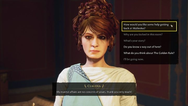 The next two questions you need to ask her are - The Forgotten City: Quinctius - walkthrough - Part 4 - The Forgotten City Guide