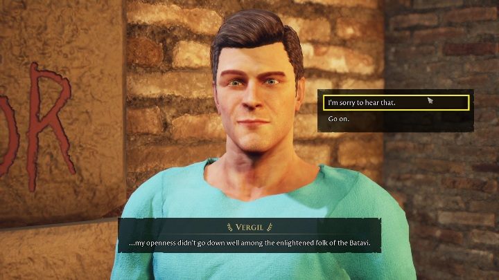 Then the conversation should proceed so that you can choose the options - The Forgotten City: Vergils Case - walkthrough - Part 4 - The Forgotten City Guide