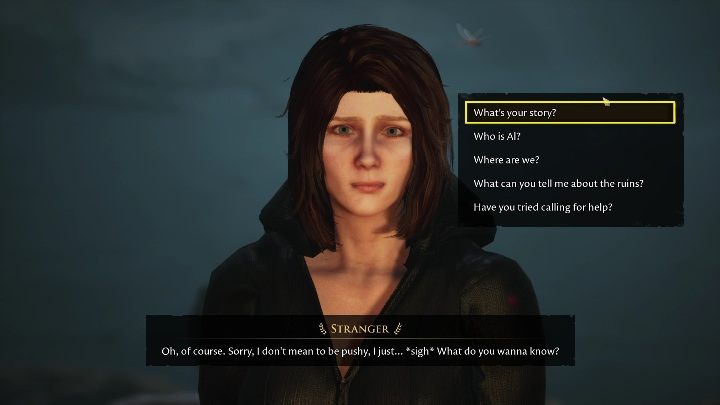 After creating a character, you will continue the conversation with the stranger - The Forgotten City: Awakening - walkthrough - Prologue - The Forgotten City Guide