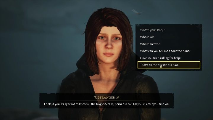 After hearing her story, you can ask questions and move on - The Forgotten City: Awakening - walkthrough - Prologue - The Forgotten City Guide